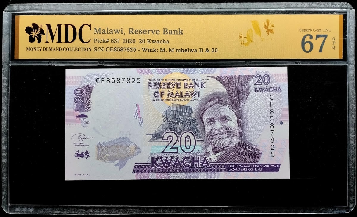 P#63f. Malawi. 20 Kwacha. 2020. CE8587825. MDC 67 GPQ