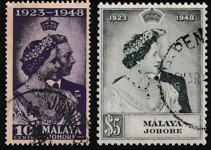 Johore, 1948, Stamp, Used, Silver Wedding set CV:RM200, Qty - 2