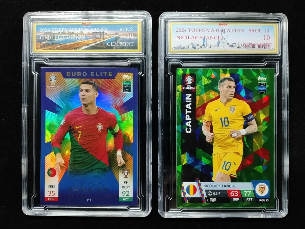 2pcs Lot: EURO 2024 | Cristiano Ronaldo / Nicolas Stanciu | MDC 10 Gem Mint | ROU 13 / LE 2