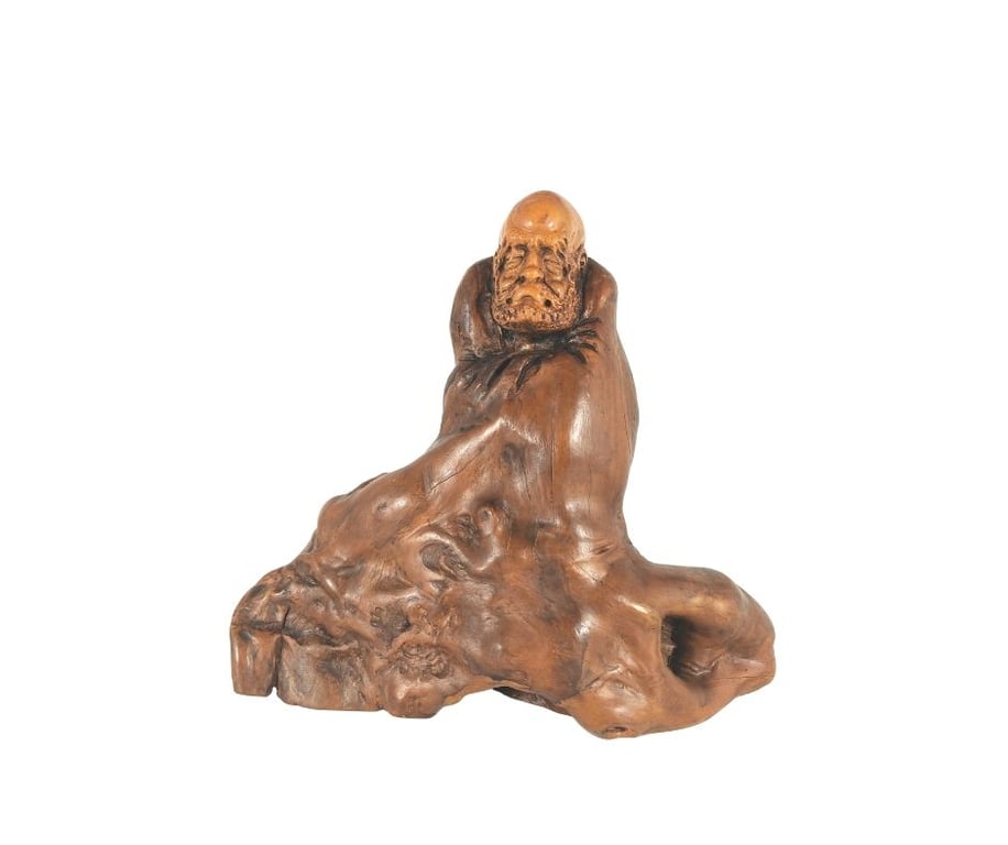 �老荔枝木雕达摩祖师 Old Litchi Wood Carved with Bodhidharma