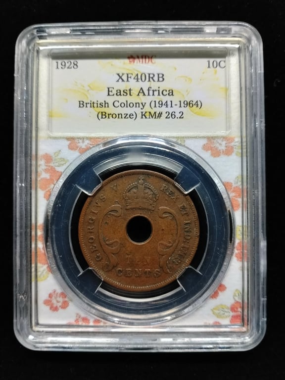 East Afrca，1928，10c，Bronze coin，MDC XF 40 RB，1 Qty 