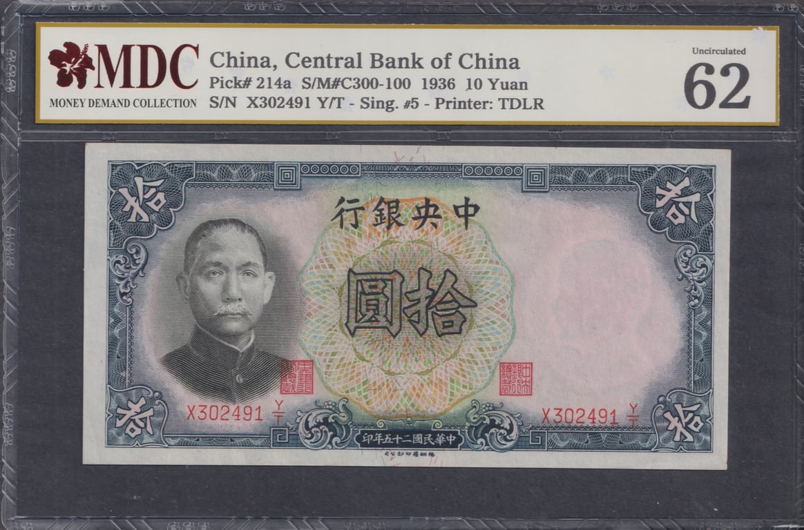 China, 1936, 10 Yuan, X302491, MDC 62