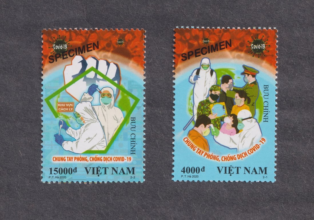 Vietnam, Stamp, Stamp, MH, Covid-19 Specimen, 4000d & 15000d, Sold as is