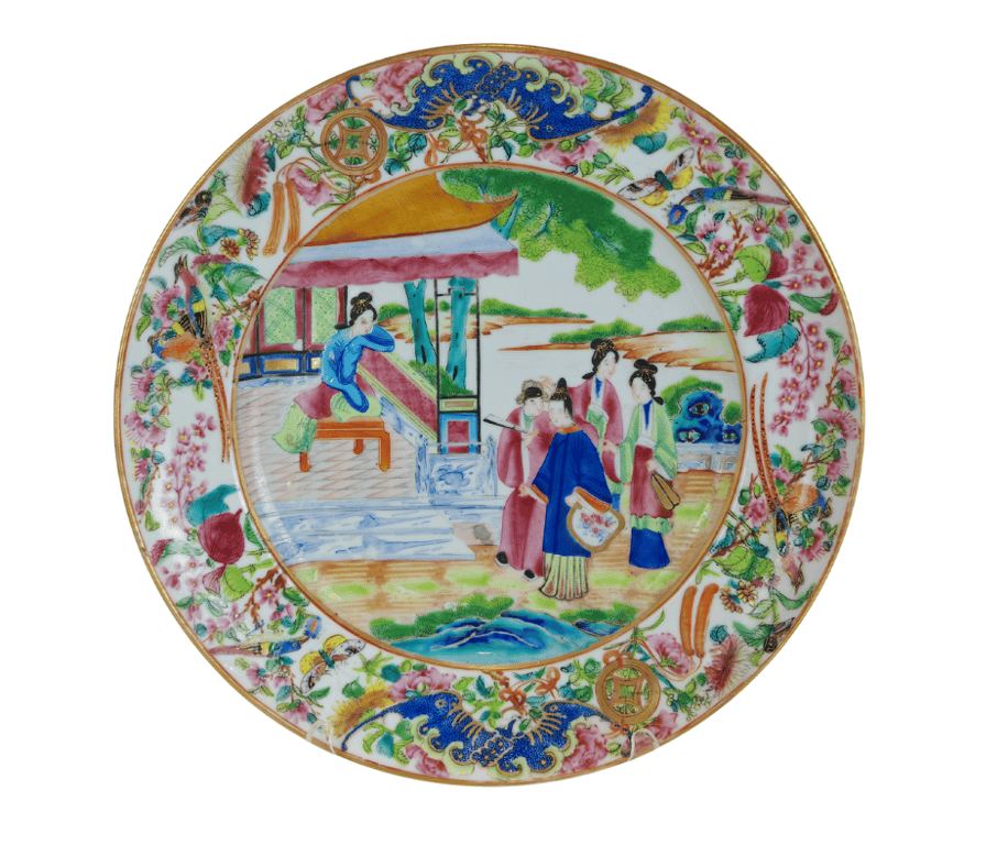 晚清 广彩人物纹盘 Late Qing Dynasty Canton Style Human Motif Plate, Qty-1