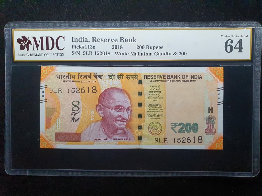 India，2018，200 Rupees，9LR 152618，MDC 64，1 Qty 
