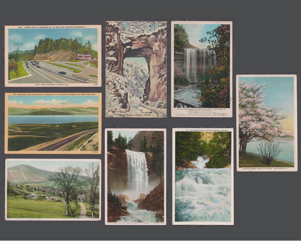 US, 1930 - 1950, Collection of Eight Vintage American Scenic & National Park Postcards, Unites States, c. 1930s-1950s, Vintage Postcards & Paper Ephemera, Qty - 8