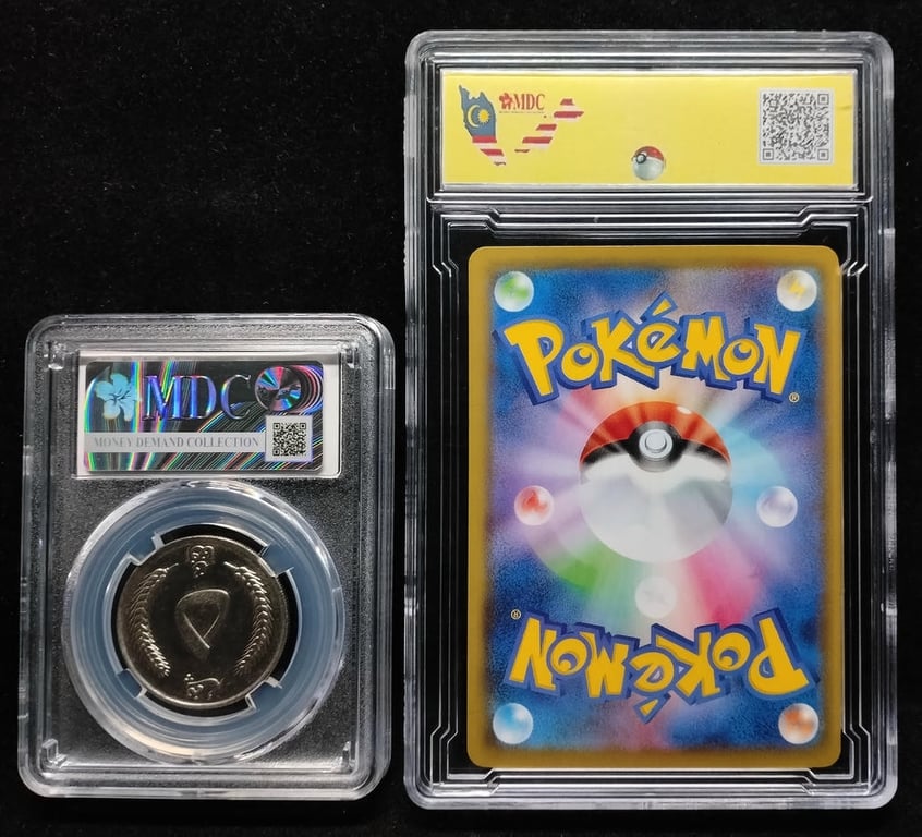 4pcs Mixed Lot: Pokemon / Afghanistan / Dominican / DPR Korea. 2021 / 1961 / 2023 / 2008 | Crobat V / 5 Afg / 50 Pesos Dominicanos / 500 Won | MDC 9.5 Mint+ / MS 67 / 65 GPQ / 64 | Serial : 099 / 184 RR & SJ9635846 & GNG0017711 | KM#955. P#189i. P#63.