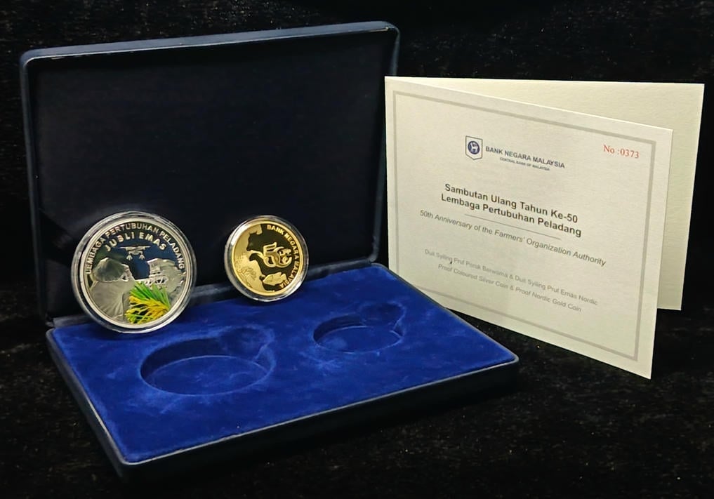 N#418506. Malaysia. 1 & 10 Ringgit. 2024. COA. 0373. Silver 0.925 - 31g. 50th Anniversary of Lembage Pertubuhan Peladang. Silver PF Coin Set