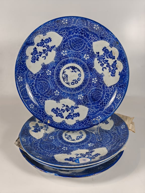 Old Blue and White Plate, Qty-4