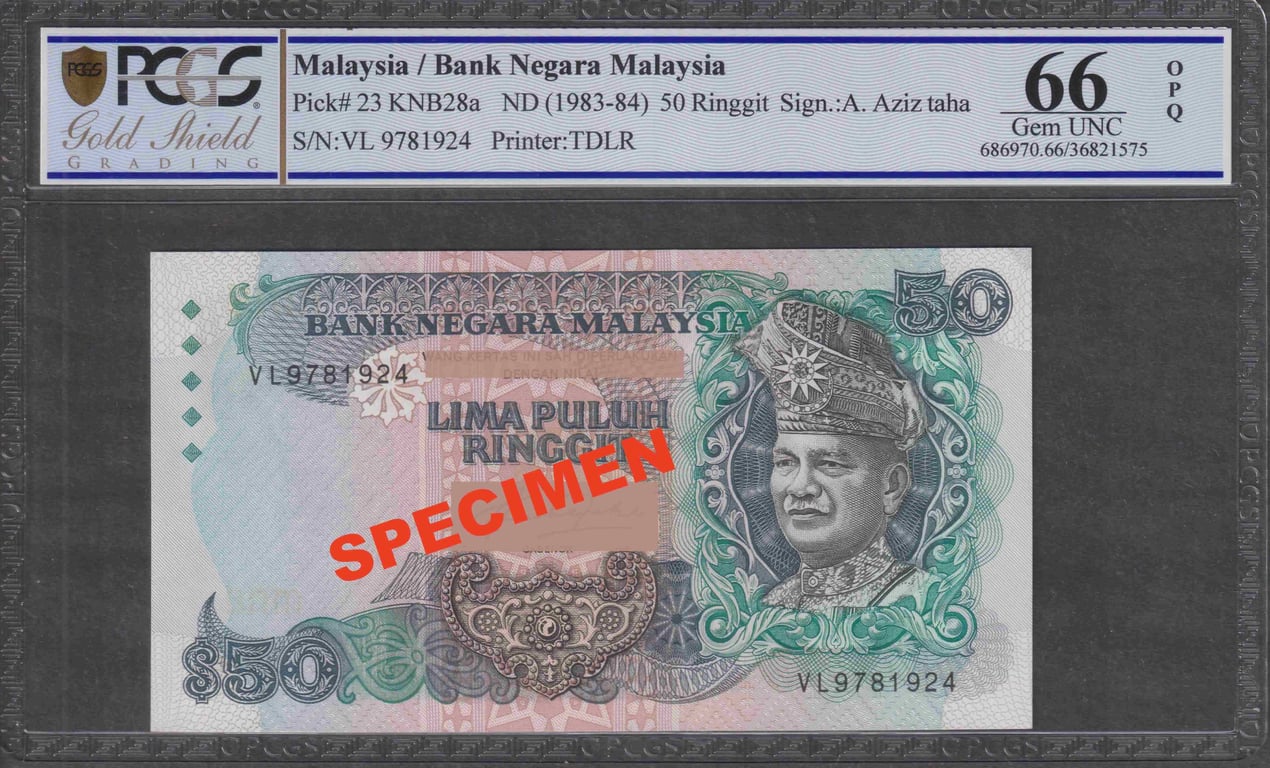 Malaysia, 5th Series, 50 Ringgit, VL 9781924, PCGS 66 Gem UNC