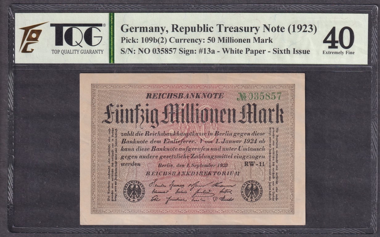 Germany, 1923, 50 Millionen , NO 035857, Pick 109b(2), TQG 40, Qty-1
