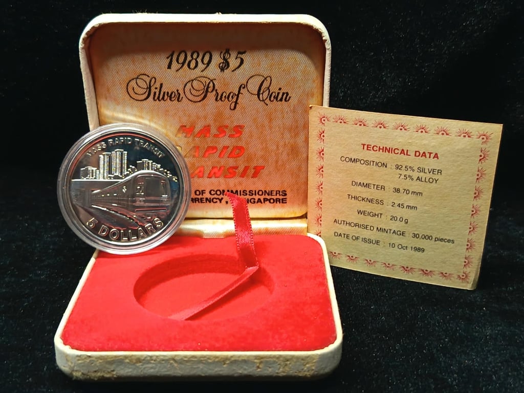 Singapore，1989，5 Dollars，No.04436 (Silver 0.925 - 20g)，Proof Coin，1 Qty 