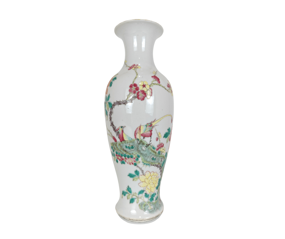 清中期 粉彩花鸟纹瓶 Mid Qing Dynasty Fencai Pheasants Flowers Vase, Qty-1