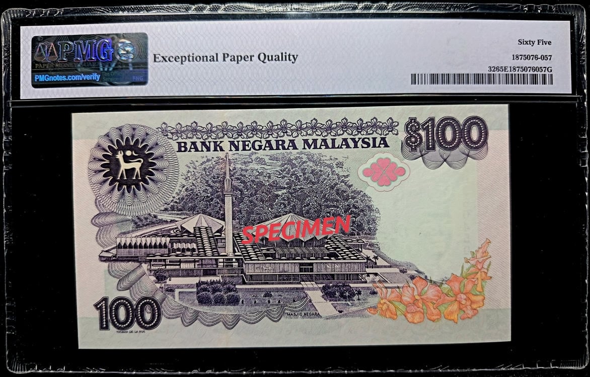 P#32. Malaysia. 100 Ringgit. 6th Series 1989. ZL3604507. PMG 65 EPQ