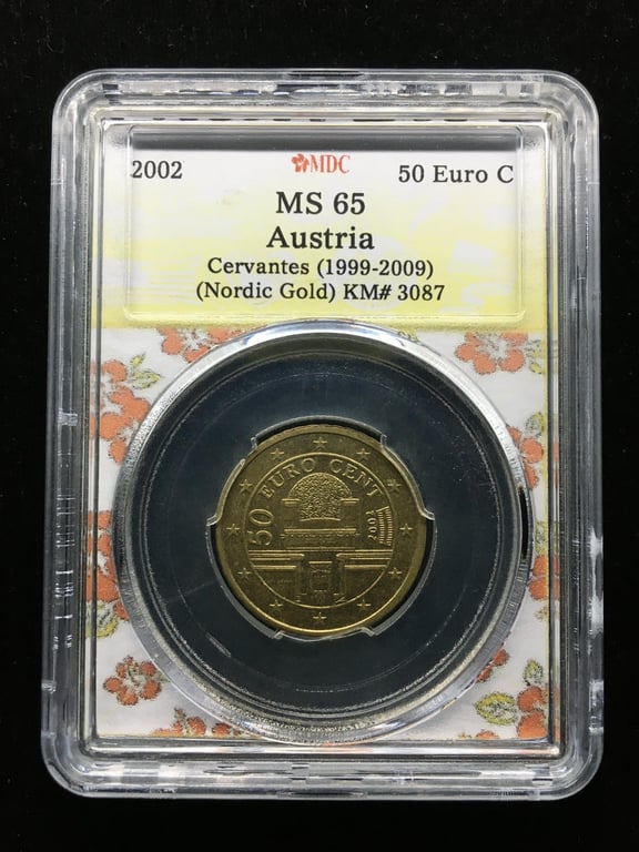 Austria，2002，50 Euro Cent，MDC MS 65 ，1 Qty 