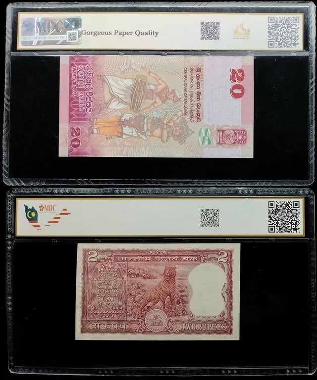 4pcs Mixed Lot: Straits Settlements / Pokemon / India / Sri Lanka. 1918 / 2023 / 1985-1990 / 2021 | 10 Cents / Duraludon V / 2 Rupees / 20 Rupees | MDC VF 30 / 9 Mint / 64 / 64 GPQ | Serial : Silver 0.400 - 2.71g & 103/159 ★ & 5JQ410537 & W/649 122411 | KM#29a. P#53Ad. P#123h.