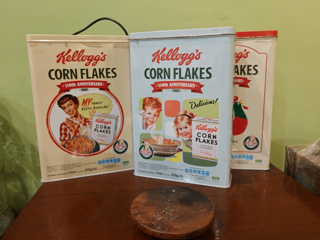 Vintage Kellogg's Corn Flakes Tins, Qty-3