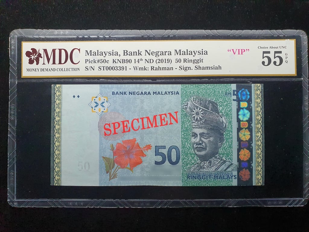 Malaysia，50 Ringgit，2019，ST 0003391，Sign.Shamsiah，MDC 55 GPQ，VIP，1 Qty 