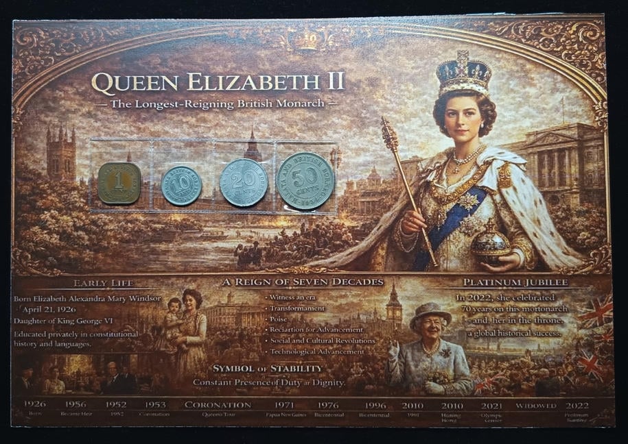 Malaya, 1 cent - 50 Cents, Queen Elizabeth II, Coin Card, 4 Qty