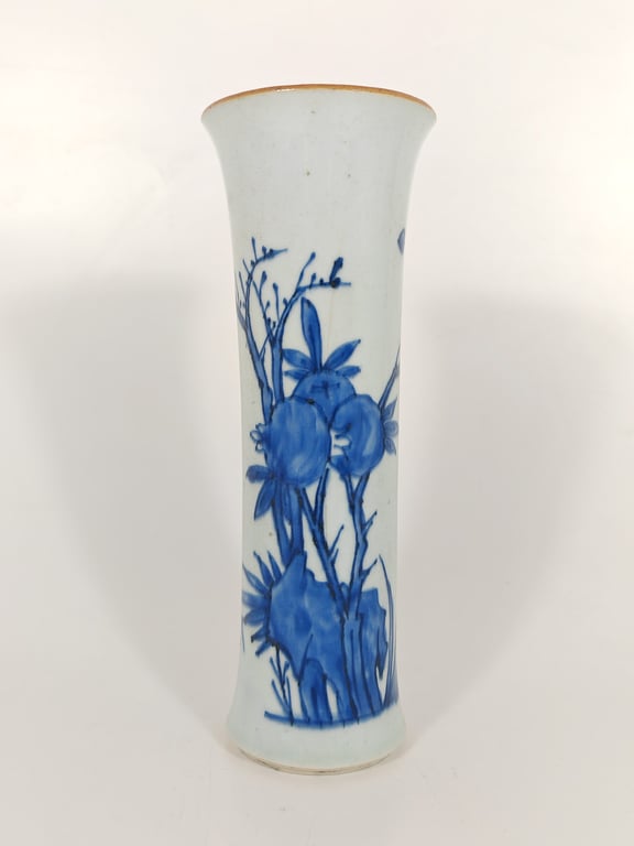 Qing Dynasty, Shunzhi Period, Blue and White Flower Bird Pomegranate Vase 清顺治 青花花鸟石榴纹瓶, Qty-1
