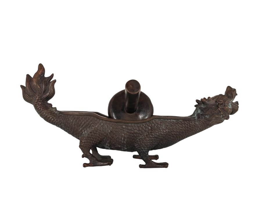 老藏式青铜龙头药磨机 Old Tibet Chinese Bronze Gilt Dragon Medicine Grinding Sculpture Statue