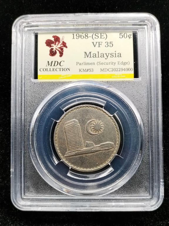 Malaysia，1968 - (Security Edge)，50 Sen，MDC VF 35，1 Qty 