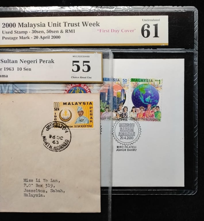 2pcs Lot: Malaysia. 1963 / 2000 | 10sen / 30 - 50 Sen & RM1 | MDC 55 / 61