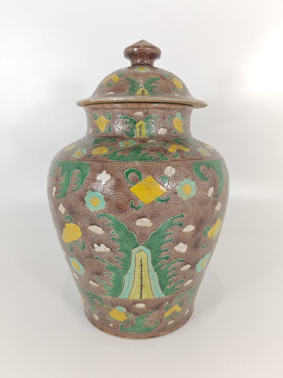 ⭐ 清康熙 素三彩大将军罐 Qing Dynasty Kangxi Famille Verte Large General Vase, Qty-1