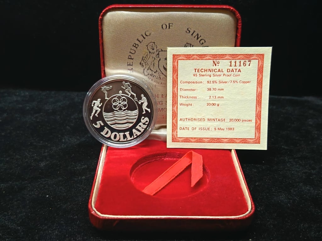 Singapore，1983，5 Dollars，No.11167 (Silver 0.925 - 20g)，Proof Coin，1 Qty 