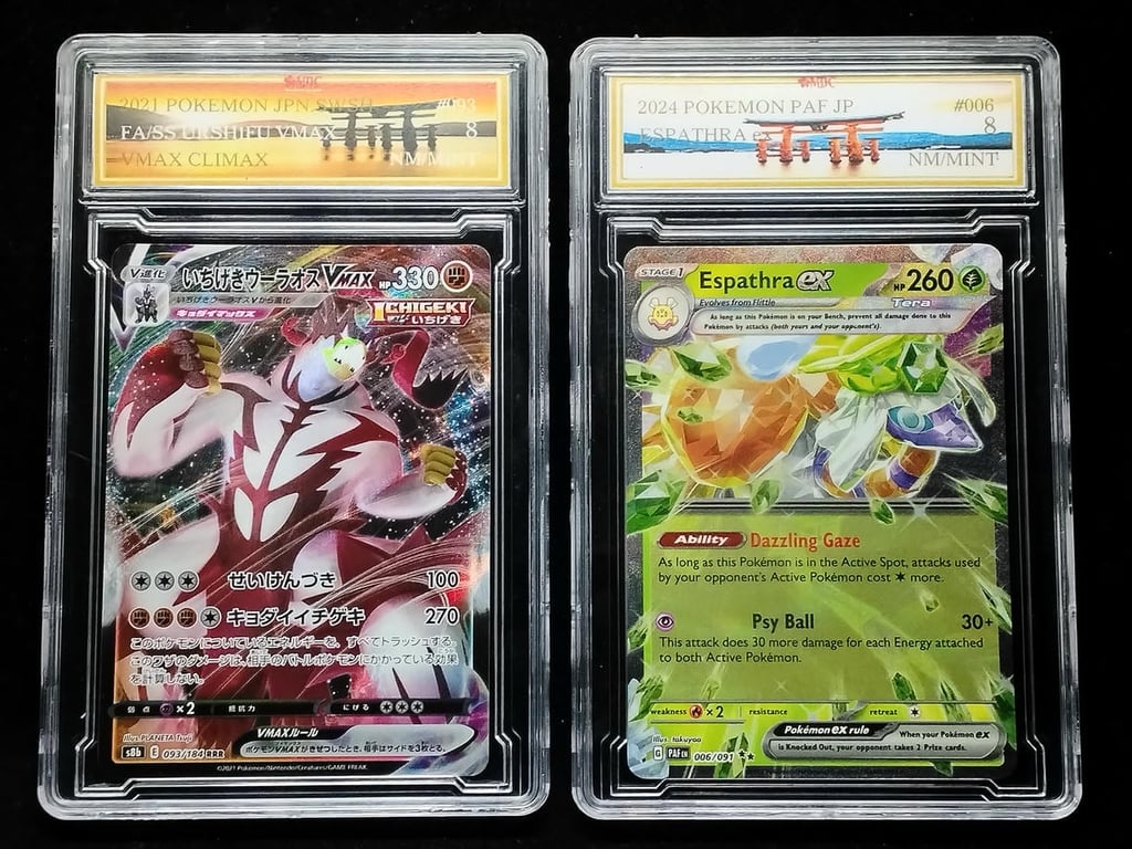 2pcs Lot : Pokemon. 2021 / 2024 | Flamigo ex / FA/Celebi Vmax | MDC 9.5 Mint+ / 10 Gam Mint | 004/070 RRR & 160/191 ★★