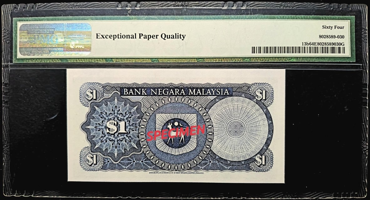 P#13b. Malaysia. 1 Ringgit. 4th Series 1981-83. Q/24 635524. PMG 64 EPQ