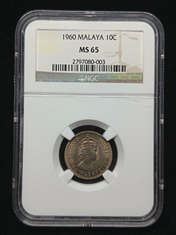 Malaya，1960，10 Cents，NGC MS 65