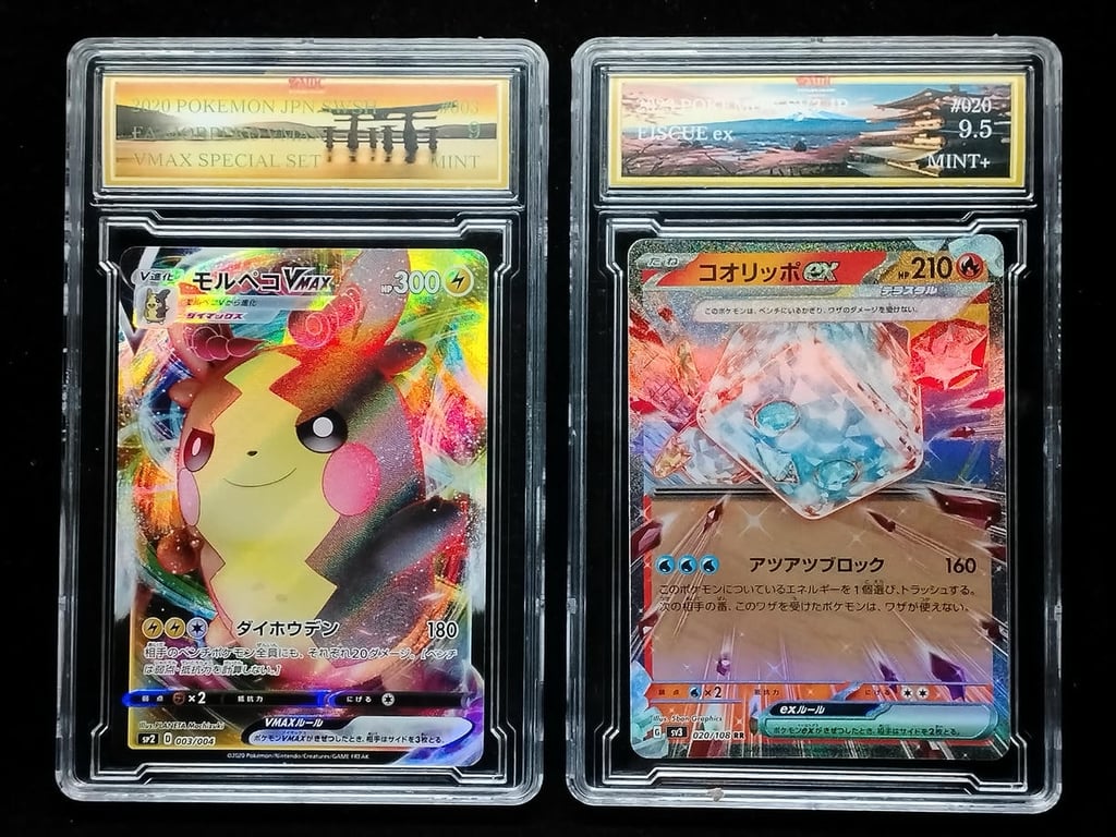 2pcs Lot: Pokemon. 2020 / 2023 | Fa/Morpeko Vmax / Eiscue ex | MDC 9 Mint & 9.5 Mint+ | 003/004 & 020/108 RR