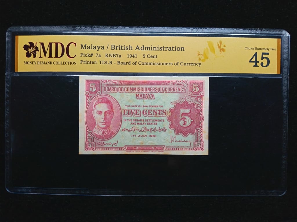 P#7a, Malaya，1941，5 Cents，MDC 45