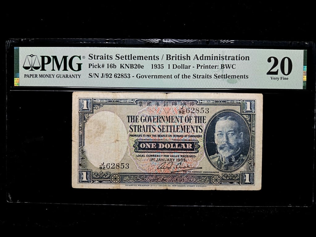 P#16b. Straits Settlements. 1 Dollar. 1935. J/92 62853. PMG 20