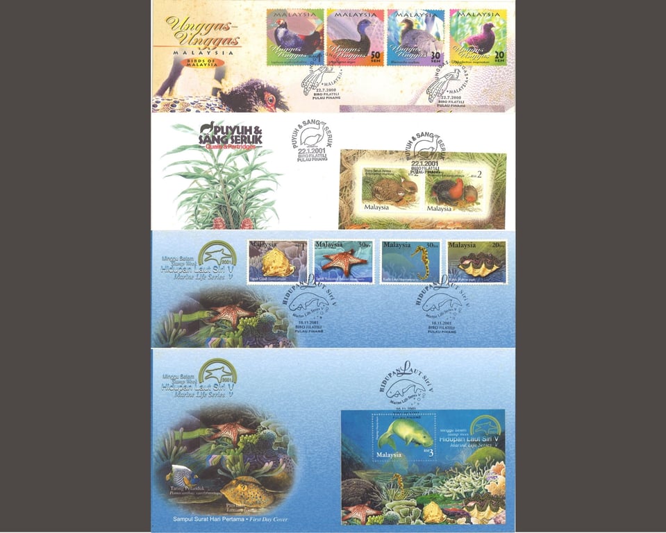 Malaysia, Marines, Quills and Birds, Qty - 1 Set