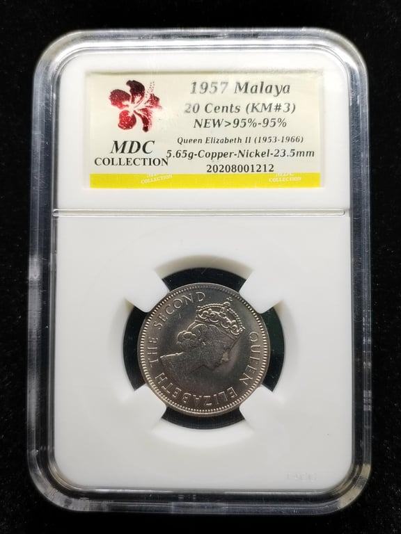 Malaya，1957，20 Cents，MDC 95% - 95%，1 Qty 