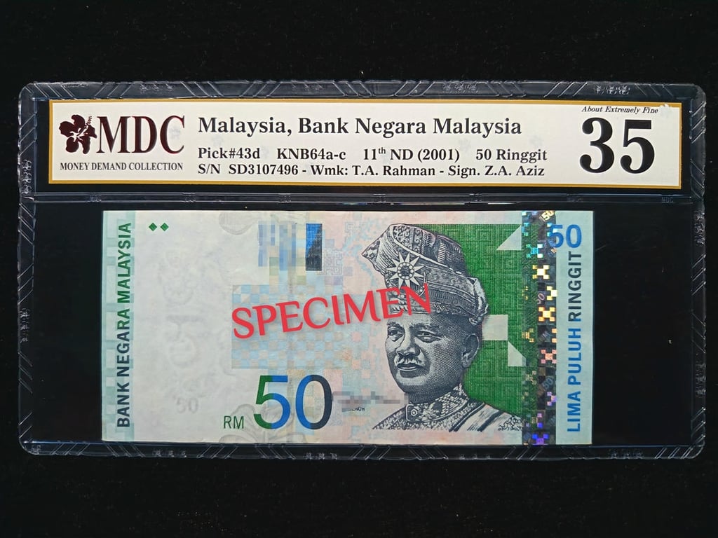 Malaysia，11th Series, 2001，50 Ringgit，SD3107496，MDC 35，1 Qty 