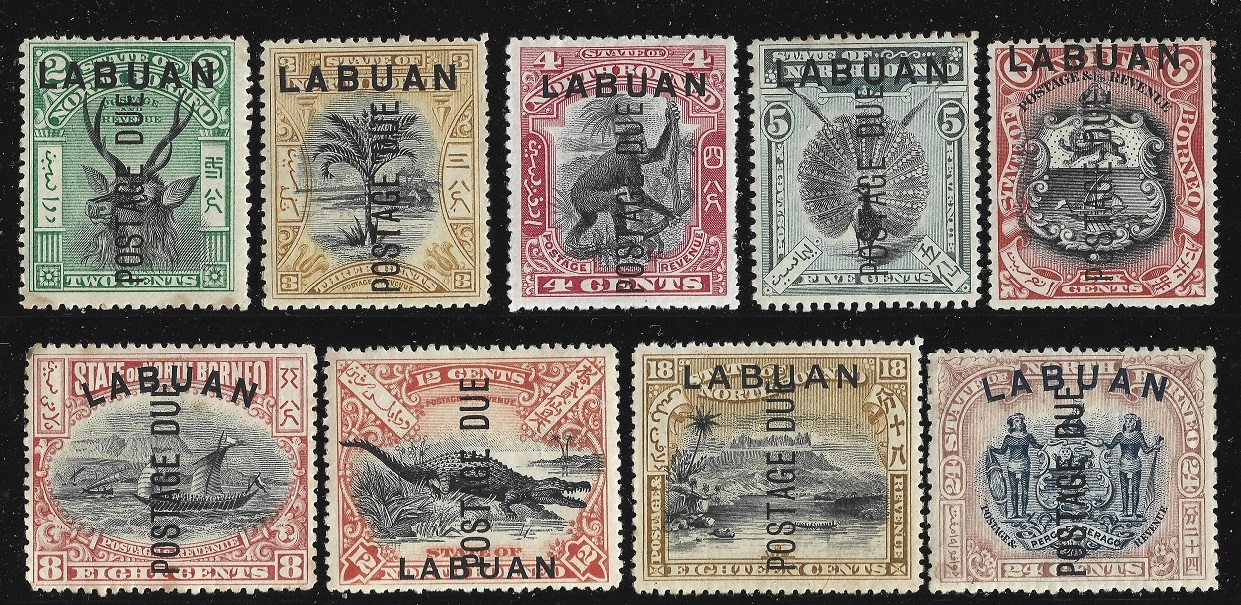 Labuan, 1901, Mint, (POSTAGE DUE) 2c-24c mint set of 9v with original gum