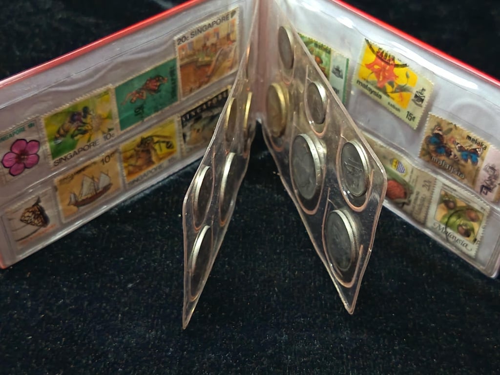 Singapore & Malaysia ,Coin & Stamp，1sen - 1 Dollars - Ringgit，1985 - 2000，Stamp / Coin Set，1 Qty 