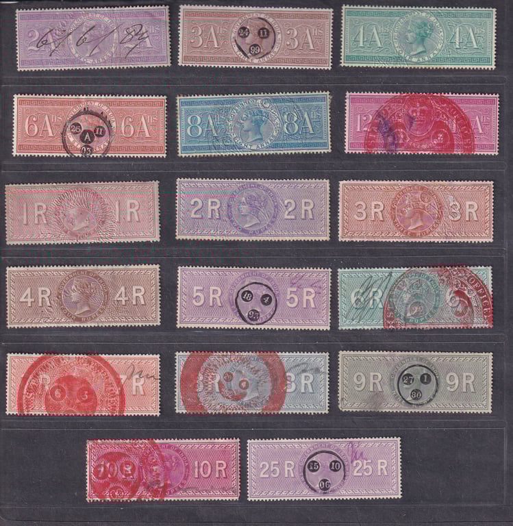 India, Used, Queen Victoria, Revenue, 2A - 25R