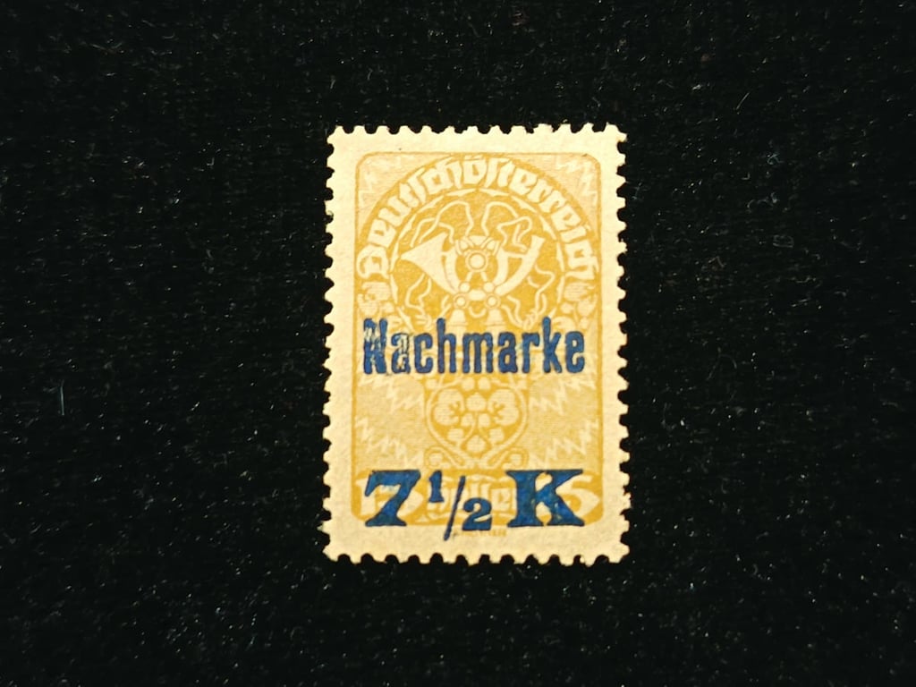 Austria，1921，15H，Stamp Overprint ( Nachmarke 7 1/2 K ) 1pc，EF - AU，1 Qty 