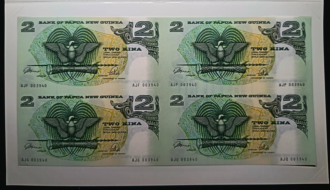 New Guinea，1975，2 Kina，AJF, AJG, AJP & AJQ 003940，UNC, 1 Qty