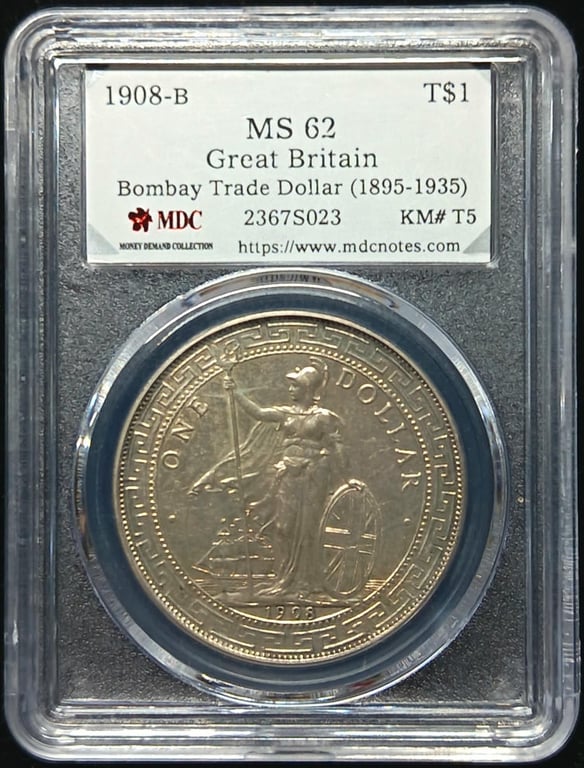 KM#T5. Great Britain. 1 Dollar. 1908-b. Silver 0.900 - 26.95g. MDC MS 62
