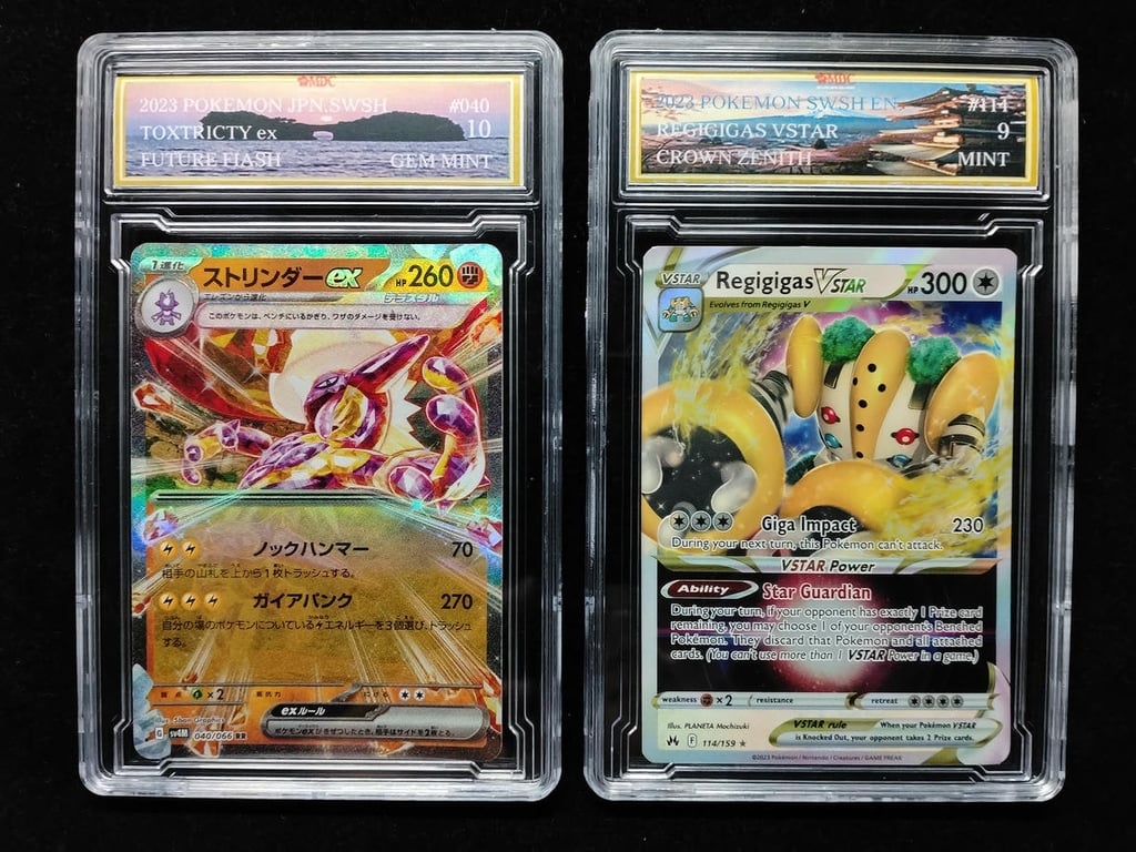 2pcs Lot : Pokemon. 2023 | Toxtricty ex & Regigigas Vstar | MDC 10 Gem Mint & 9 Mint | 040/066RR & 114/159★