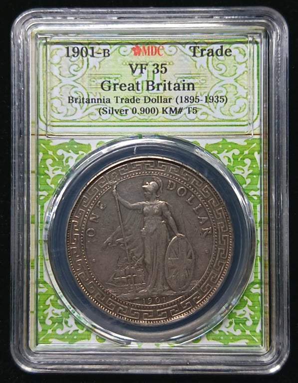 Great Britain，1901-B，1 Dollar，Silver 0.900 - 26.95g，MDC VF 35