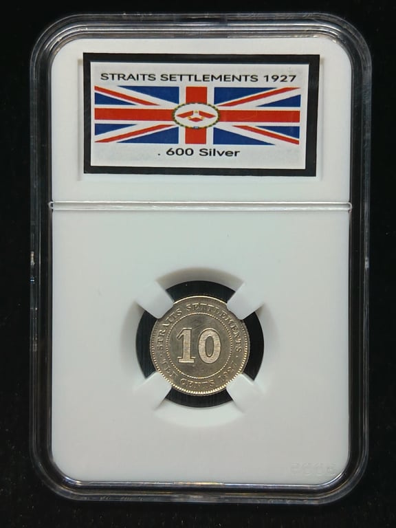 Straits Settlements，1927，10 Cents，Silver 0.600 / 2.71g，UNC，1 Qty 
