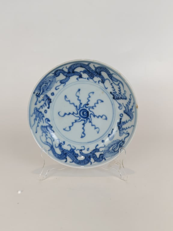 清康熙 德化青花龙纹洗 Qing Dynasty Kangxi Blue and White Dehua Dragon Plate