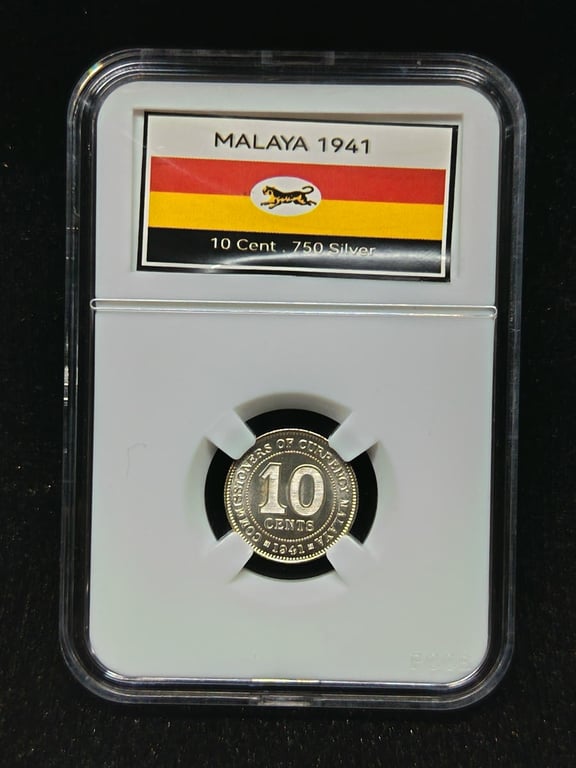 Malaya，1941，10 Cents，Silver 0.750 / 2.71g，UNC，1 Qty 