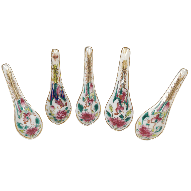 Late Qing Dynasty Classic White Ground Phoenix Peony Spoons
晚清 经典白地凤凰牡丹勺子